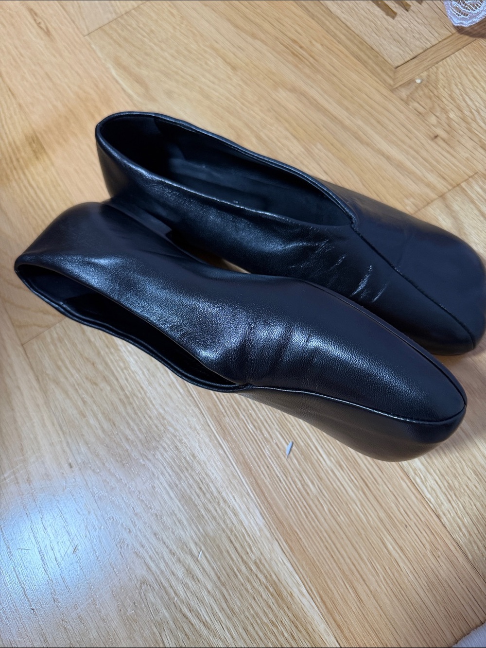 Fabrizio Chino Black Leather Slip-On Women's Flats.Made in Italy. - Picture 5 of 8